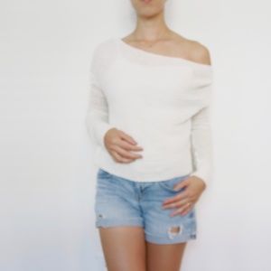 Cowl Neck off white sweater off shoulder Small